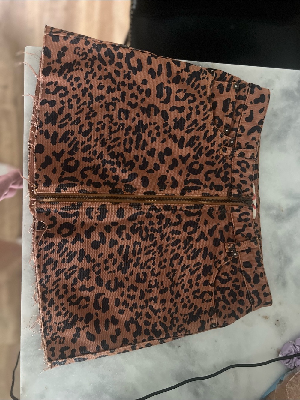We The Free Leopard-Print Mini Skirt in Brown and Black